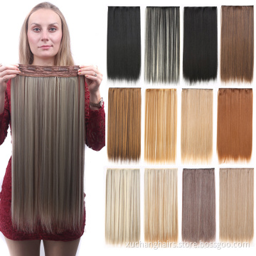 Wanita tahan panas serat rambut sintetik kepingan klip sekeping rambut dalam rambut ganda yang ditarik tebal hujung klip remy dalam lanjutan rambut